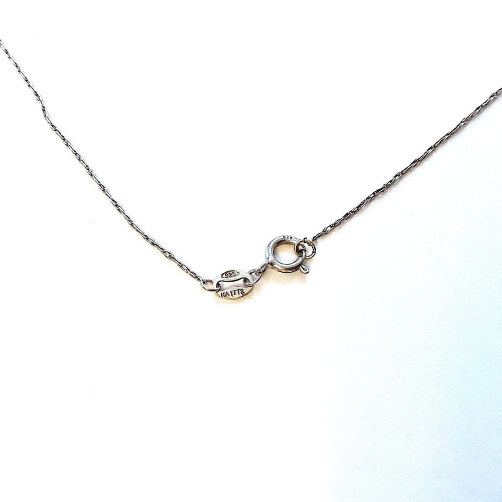 Vintage Peridot Necklace, Sterling Silver with CZ and Green Stone Pendant - Picture 2 of 12